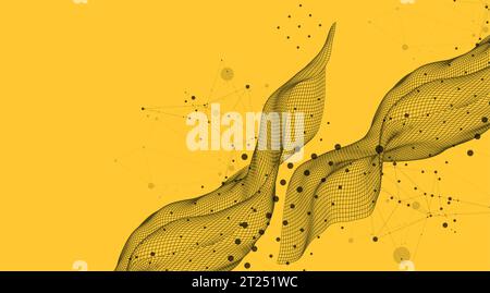 The abstract wave is made in a frame style. Template for science and technology presentation. Vector Stock Vector