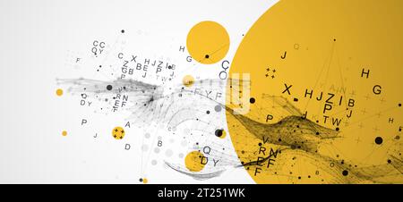Abstract scientific and technical background. Frame wave with the inclusion of letters. Stock Vector