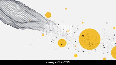 The abstract wave is made in a frame style. Template for science and technology presentation. Vector Stock Vector