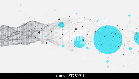 The abstract wave is made in a frame style. Template for science and technology presentation. Vector Stock Vector