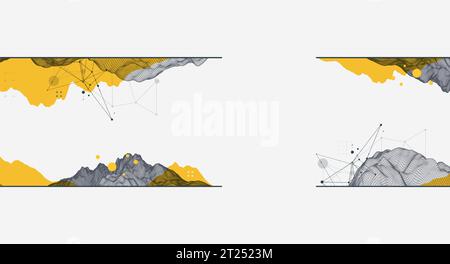 Abstract wireframe mountain background. Modern science or technology art elements. Surface illustration. Vector Stock Vector