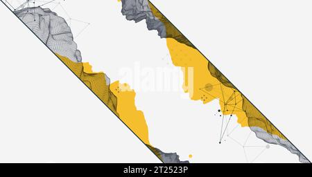 Abstract wireframe mountain background. Modern science or technology art elements. Surface illustration. Vector Stock Vector