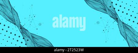The abstract wave is made in a frame style. Template for science and technology presentation. Vector Stock Vector