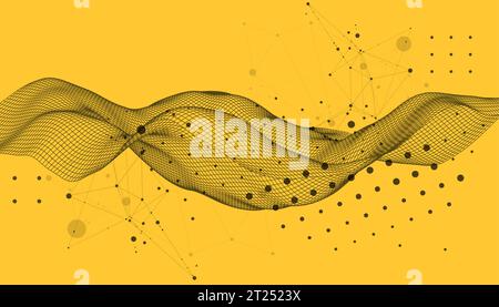 The abstract wave is made in a frame style. Template for science and technology presentation. Vector Stock Vector