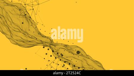The abstract wave is made in a frame style. Template for science and technology presentation. Vector Stock Vector