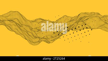 The abstract wave is made in a frame style. Template for science and technology presentation. Vector Stock Vector