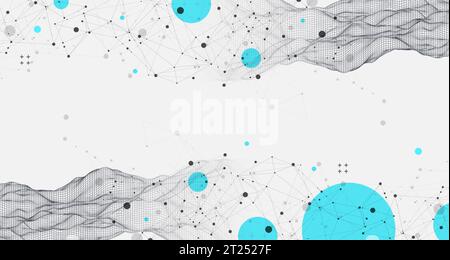 The abstract wave is made in a frame style. Template for science and technology presentation. Vector Stock Vector