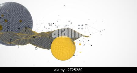 Sphere  theme with connected lines in technology style background. Wireframe illustration. Abstract 3d grid design. Stock Vector