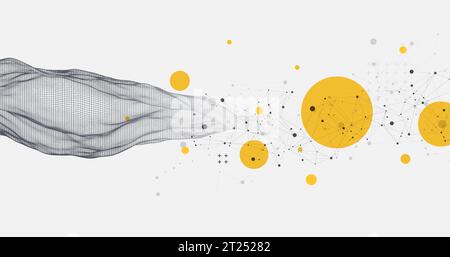 The abstract wave is made in a frame style. Template for science and technology presentation. Vector Stock Vector