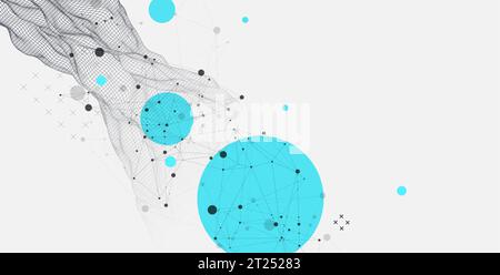 The abstract wave is made in a frame style. Template for science and technology presentation. Vector Stock Vector