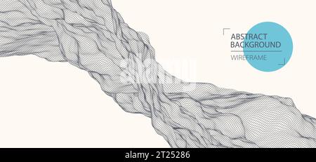 Abstract waves is made in a wireframe style. Template for science and technology presentation. Vector Stock Vector