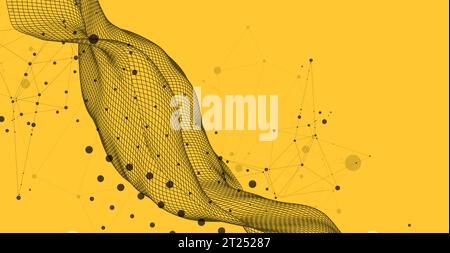 The abstract wave is made in a frame style. Template for science and technology presentation. Vector Stock Vector