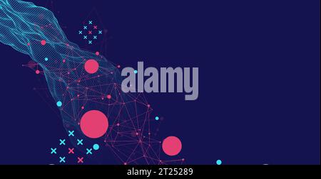 The abstract wave is made in a frame style. Template for science and technology presentation. Vector Stock Vector