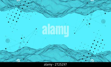 The abstract wave is made in a frame style. Template for science and technology presentation. Vector Stock Vector