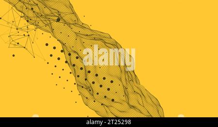 The abstract wave is made in a frame style. Template for science and technology presentation. Vector Stock Vector