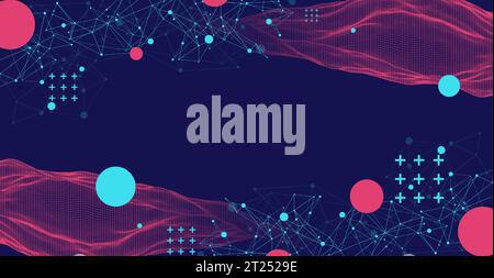 The abstract wave is made in a frame style. Template for science and technology presentation. Vector Stock Vector