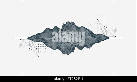 Trendy abstract wireframe background. Modern science or technology art elements. Surface illustration. Vector. Stock Vector