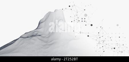 Abstract wireframe mountain background. Modern science or technology art elements. Surface illustration. Stock Vector