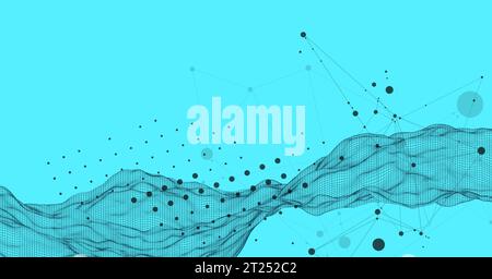 The abstract wave is made in a frame style. Template for science and technology presentation. Vector Stock Vector