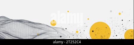 The abstract wave is made in a frame style. Template for science and technology presentation. Vector Stock Vector