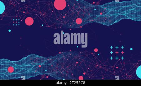 The abstract wave is made in a frame style. Template for science and technology presentation. Vector Stock Vector