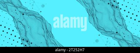 The abstract wave is made in a frame style. Template for science and technology presentation. Vector Stock Vector