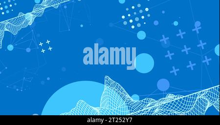 Trendy abstract wireframe mountain background. Modern science or technology art elements. Surface illustration. Vector. Stock Vector