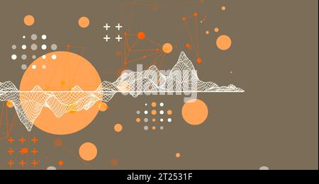 Trendy abstract wireframe mountain background. Modern science or technology art elements. Surface illustration. Vector. Stock Vector