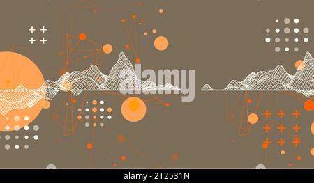 Trendy abstract wireframe mountain background. Modern science or technology art elements. Surface illustration. Vector. Stock Vector