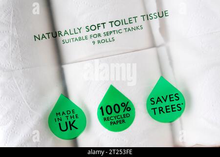 Soft toilet paper, advertised as suitable for use with a septic tank. Stock Photo