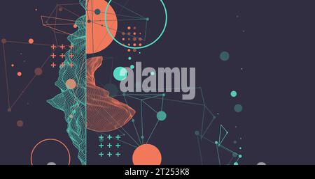 Trendy abstract wireframe mountain background. Modern science or technology art elements. Surface illustration. Vector. Stock Vector