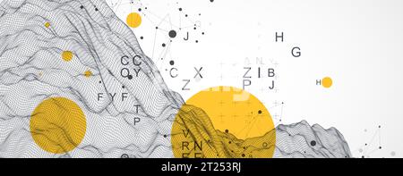 Abstract scientific and technical background. Frame wave with the inclusion of letters. Vector Stock Vector