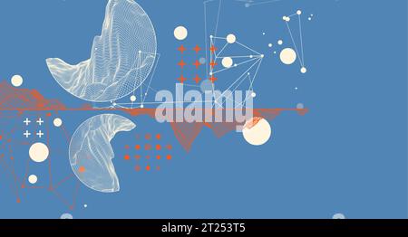 Trendy abstract wireframe mountain background. Modern science or technology art elements. Surface illustration. Vector. Stock Vector
