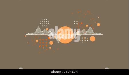 Trendy abstract wireframe mountain background. Modern science or technology art elements. Surface illustration. Vector. Stock Vector