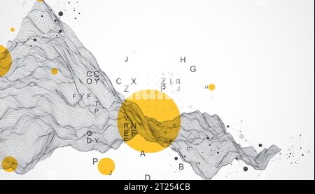 Abstract scientific and technical background. Frame wave with the inclusion of letters. Vector Stock Vector