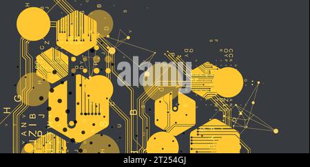 Abstract yellow hexagon futuristic background for design works. Science and technology. Stock Vector