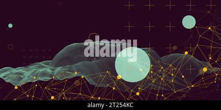 Wireframe background with plexus effect. Futuristic vector illustration. Stock Vector