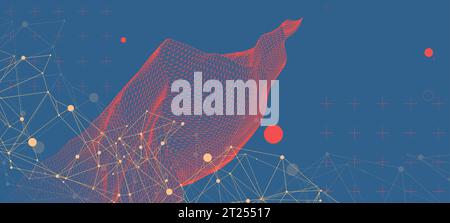 Wireframe background with plexus effect. Futuristic vector illustration. Stock Vector
