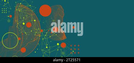 Modern science technology abstract background using circle shapes. Wireframe spot surface illustration.  Vector Stock Vector