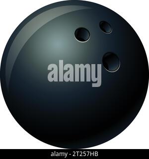 classic simple black realistic ten pin bowling ball icon vector isolated on transparent background Stock Vector