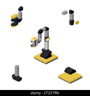 Concept with a robot hand in isometric style for printing and design.Vector illustration. Stock Vector