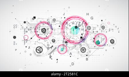 Abstract technology concept. Circuit board, color background. Vector illustration. Stock Vector