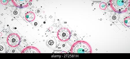 Abstract technology concept. Circuit board, color background. Vector illustration. Stock Vector