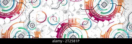 Abstract background. Scientific and technological concept with the use of technical elements formed in the shape of a circle. Vector Stock Vector