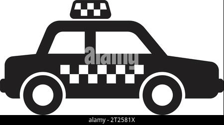 simple classic taxi cab car silhouette icon black silhouette side view icon symbol vector isolated on transparent background Stock Vector