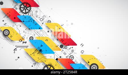 Abstract technology concept. Circuit board, high computer color background. Stock Vector