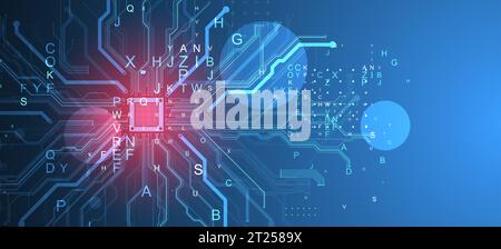 CPU concept. Circuit board. Technology background. Stock Vector
