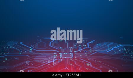CPU concept. Circuit board. Technology background. Stock Vector