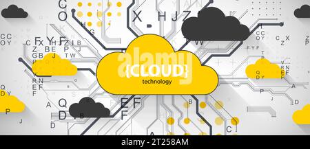 Cloud storage technology. Integrated digital web concept background. Vector Stock Vector