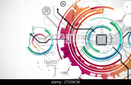 Abstract background. Scientific and technological concept with the use of technical elements formed in the shape of a circle. Vector Stock Vector
